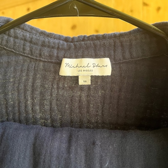 Michael Stars Admiral (Navy) Leo Gauze Button-Down Shirt and Susie Pants Set, M. - Picture 4 of 11